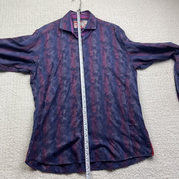 7 Downie St Couture London Blue / Red Camo Size S Long Sleeve Button Down Shirt - Picture 8 of 13